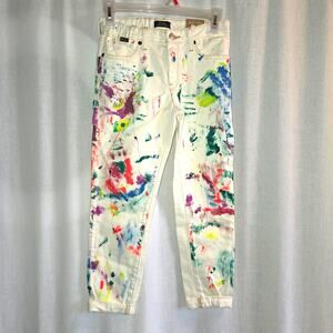 Polo Ralph Lauren Astor Slim Boyfriend NWT Paint Splatter Jeans Girls 12